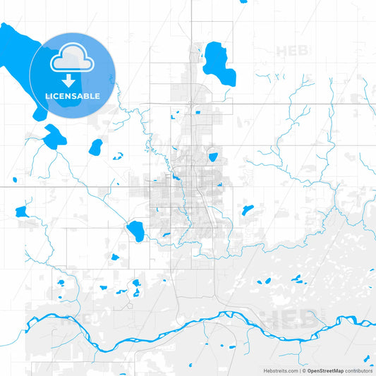 Rich detailed vector map of Grande Prairie, Alberta, Canada