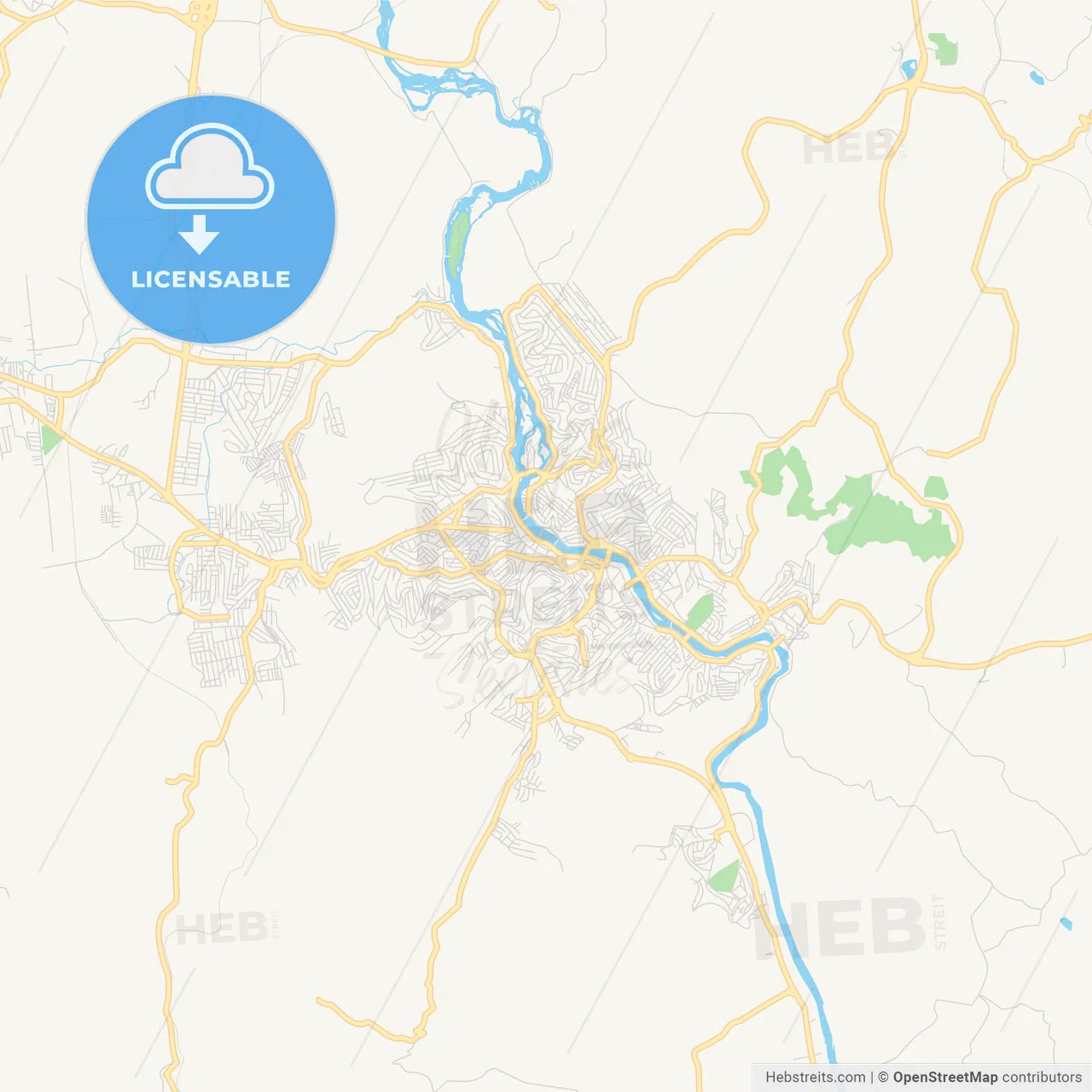 Printable street map of Cachoeiro de Itapemirim, Brazil