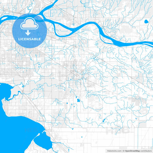 Rich detailed vector map of Langley, British Columbia, Canada