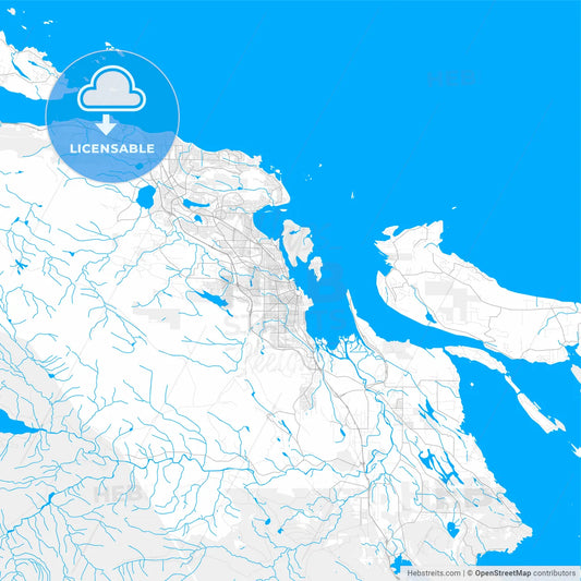 Rich detailed vector map of Nanaimo, British Columbia, Canada