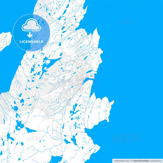 Rich detailed vector map of St. Johns, Newfoundland and Labrador, Canada