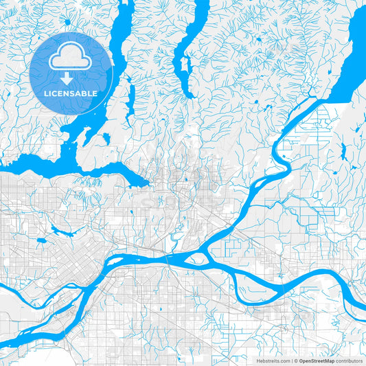 Rich detailed vector map of Coquitlam, British Columbia, Canada