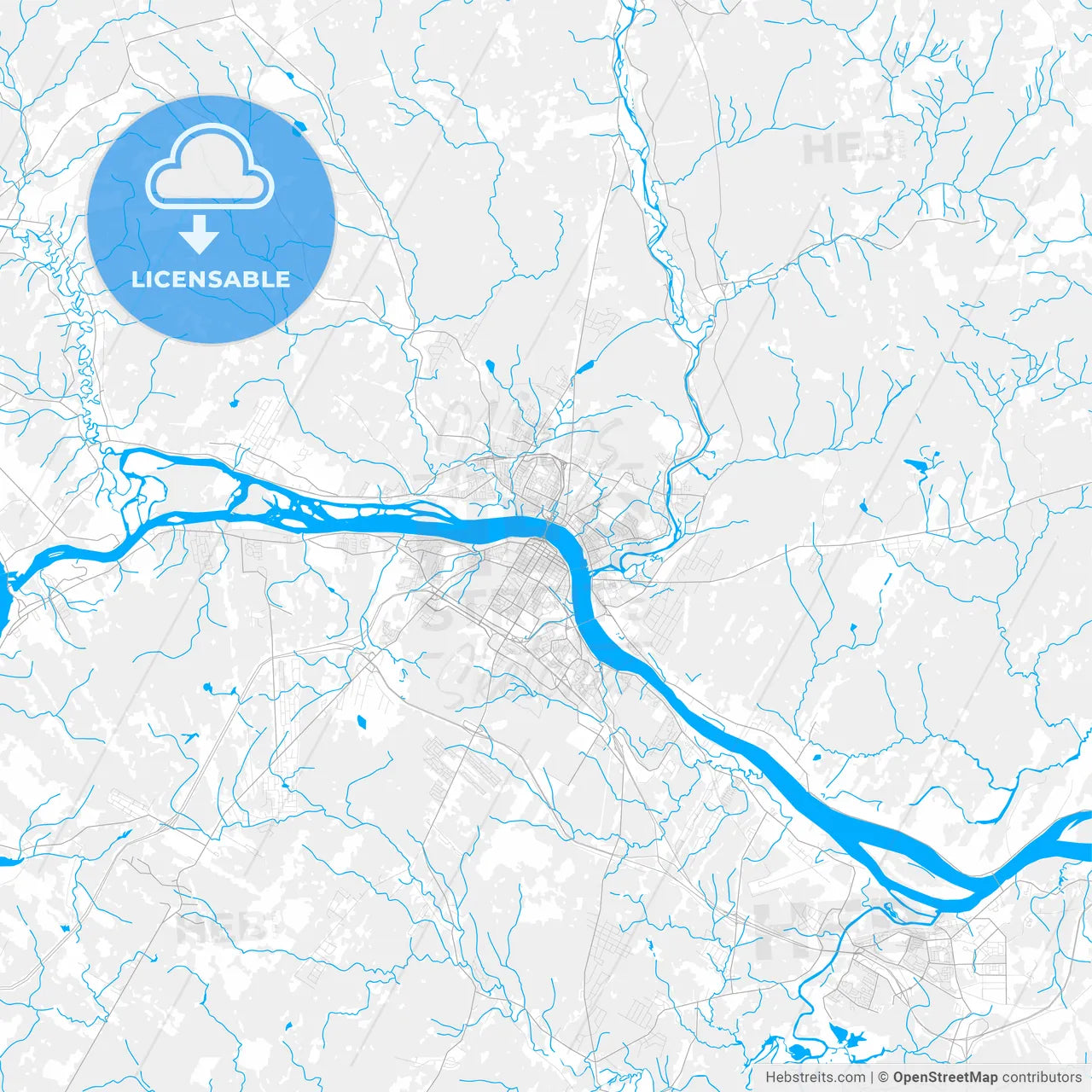 Rich detailed vector map of Fredericton, New Brunswick, Canada