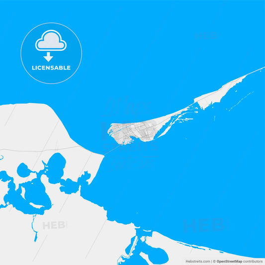 Rich detailed vector map of Ciudad del Carmen, Campeche, Mexico