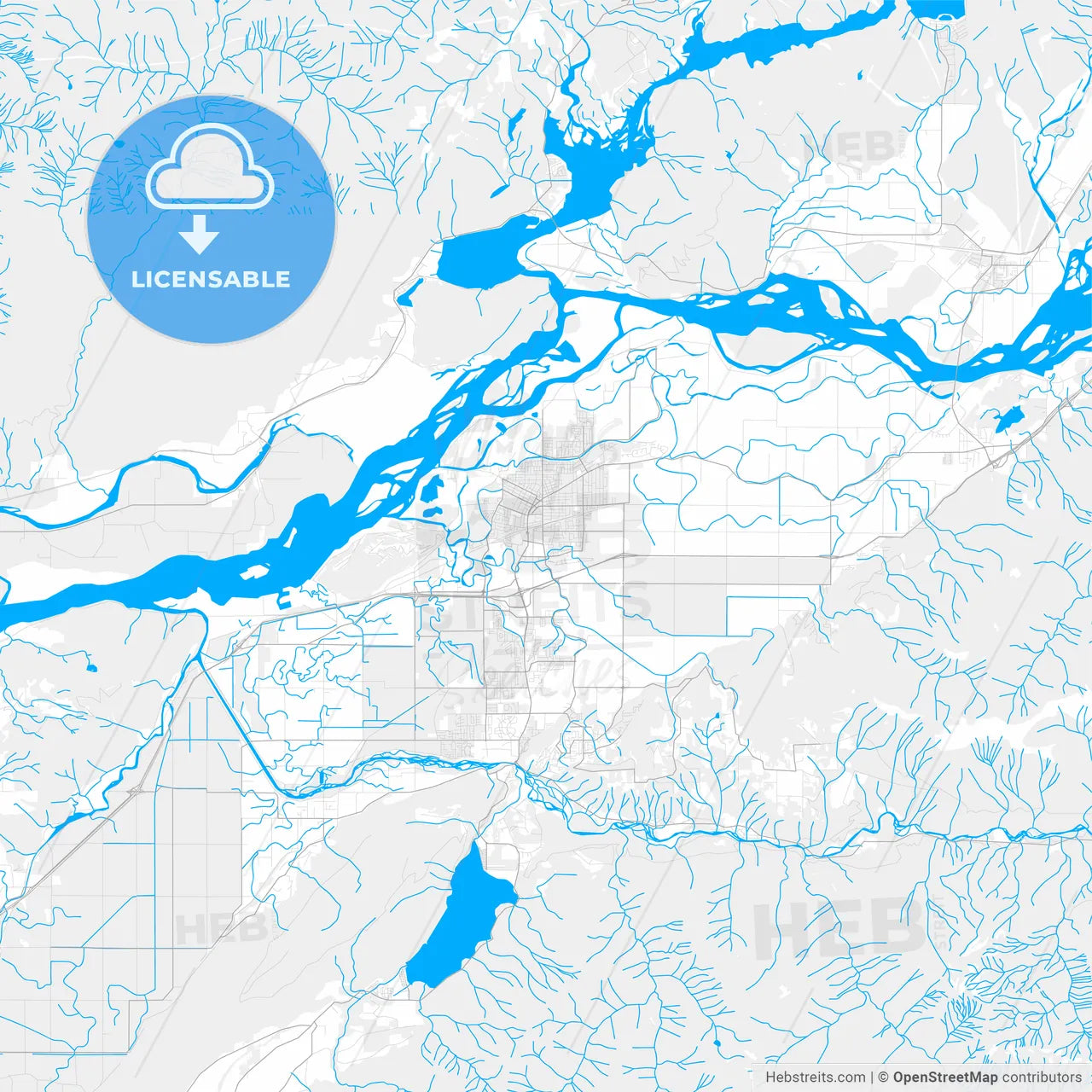 Rich detailed vector map of Chilliwack, British Columbia, Canada