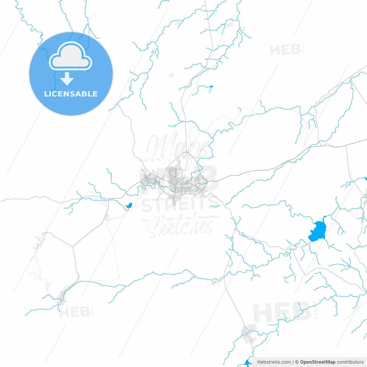 Rich detailed vector map of Hidalgo del Parral, Chihuahua, Mexico