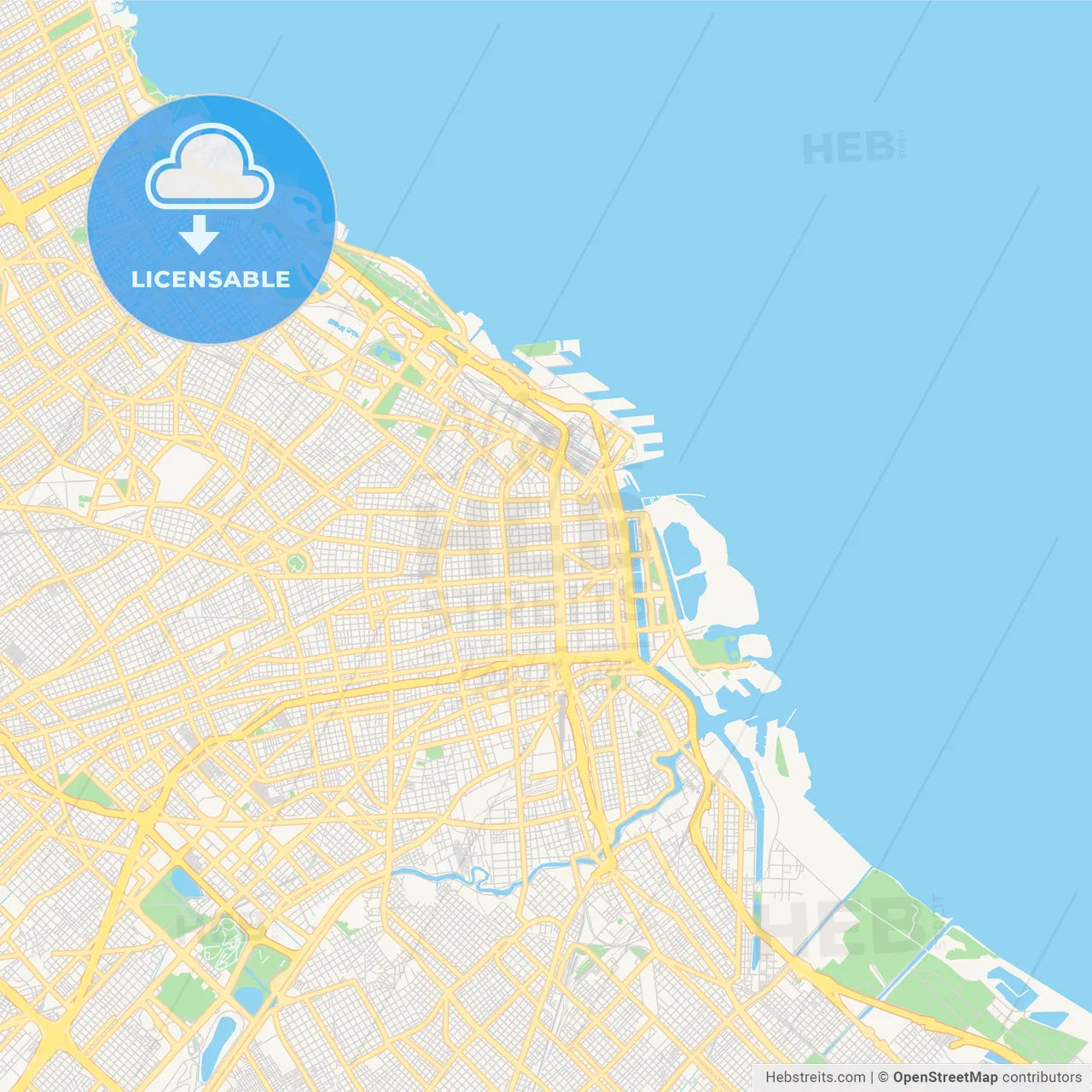 Printable street map of Buenos Aires, Argentina