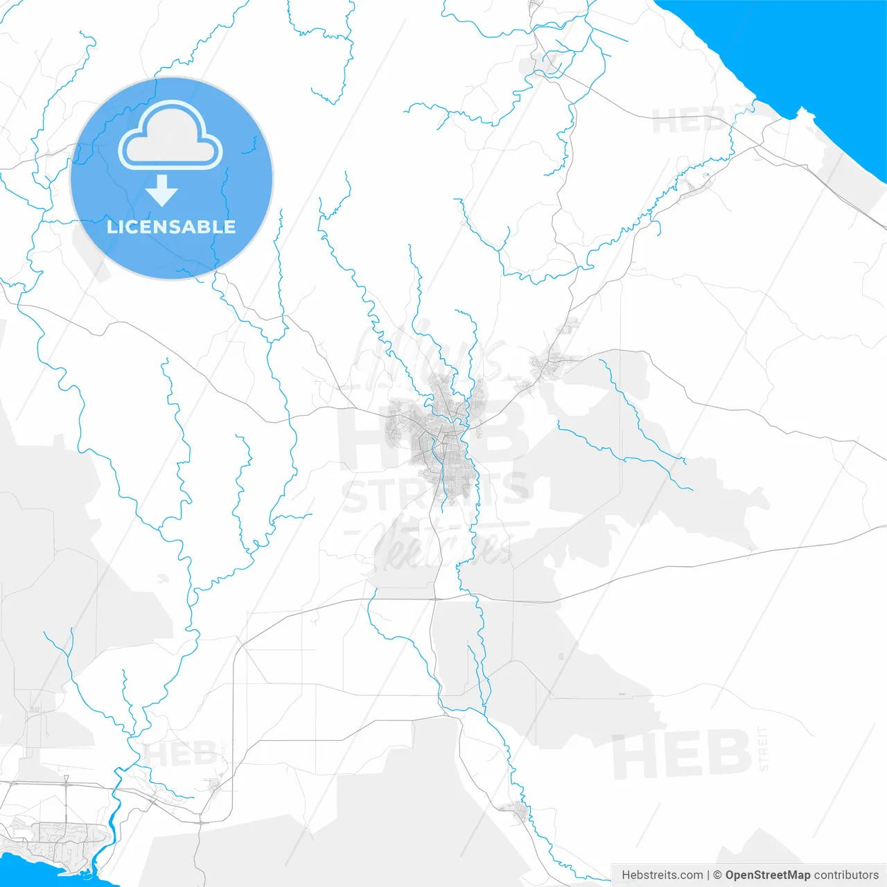 Rich detailed vector map of Higüey, La Altagracia, Dominican Republic