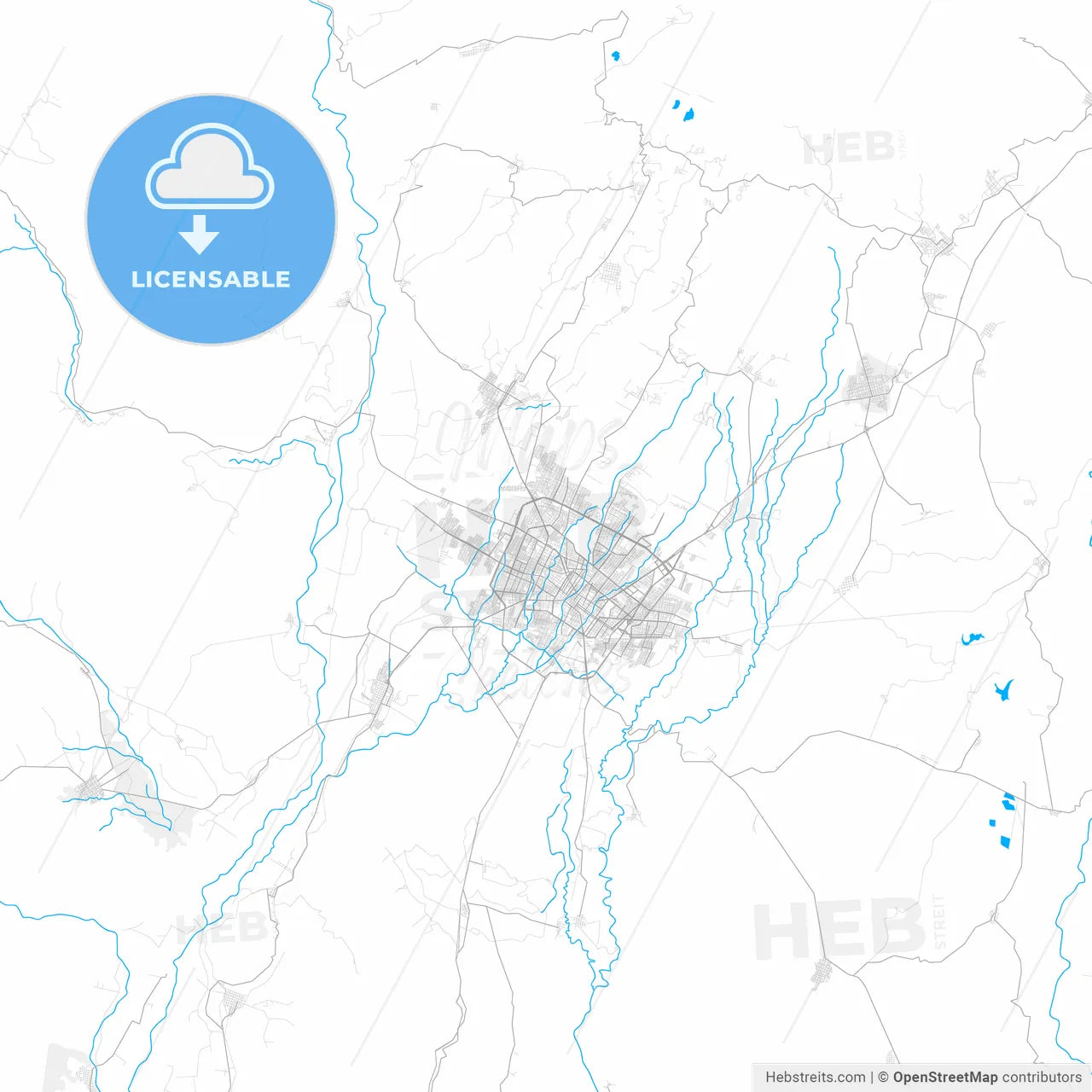 Rich detailed vector map of Ciudad de Villa de Álvarez, Colima, Mexico