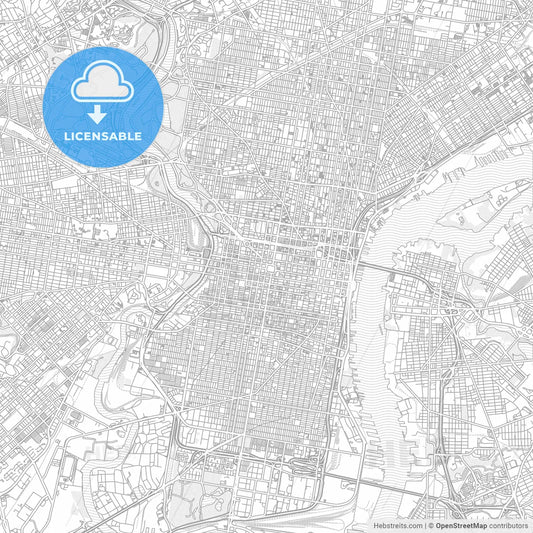 Philadelphia, Pennsylvania, USA, bright outlined vector map