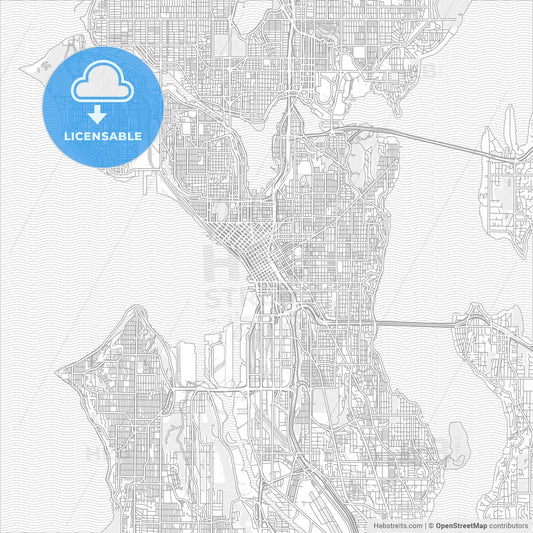 Seattle, Washington, USA, bright outlined vector map