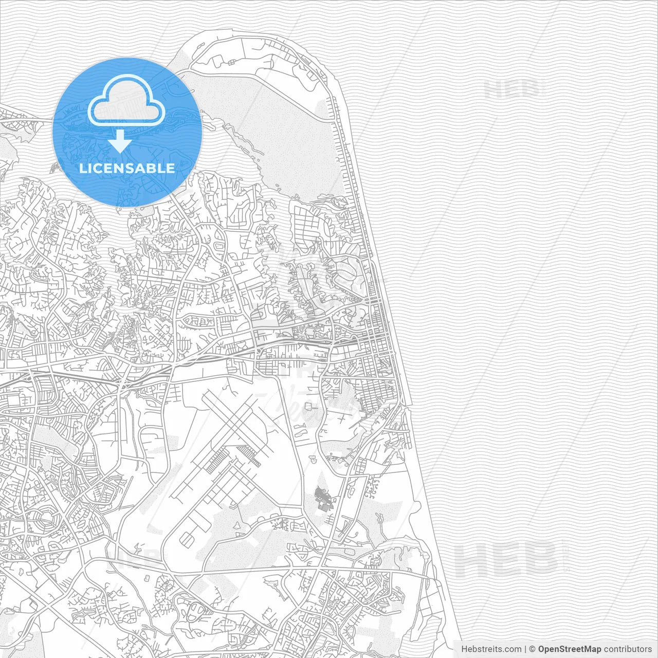 Virginia Beach, Virginia, USA, bright outlined vector map