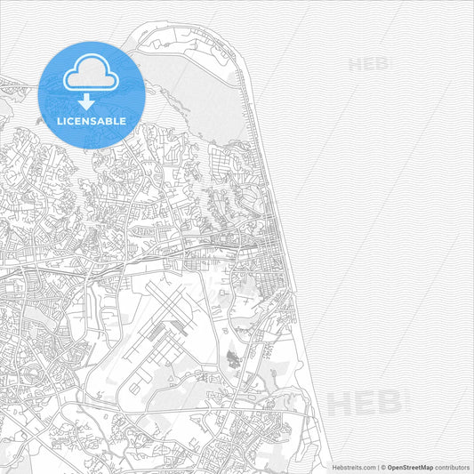 Virginia Beach, Virginia, USA, bright outlined vector map