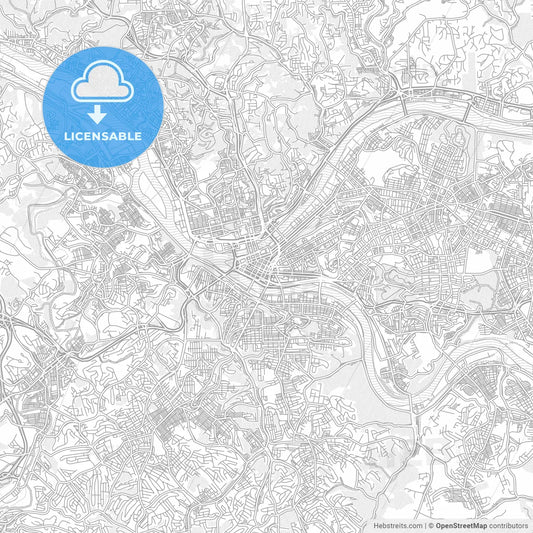 Pittsburgh, Pennsylvania, USA, bright outlined vector map