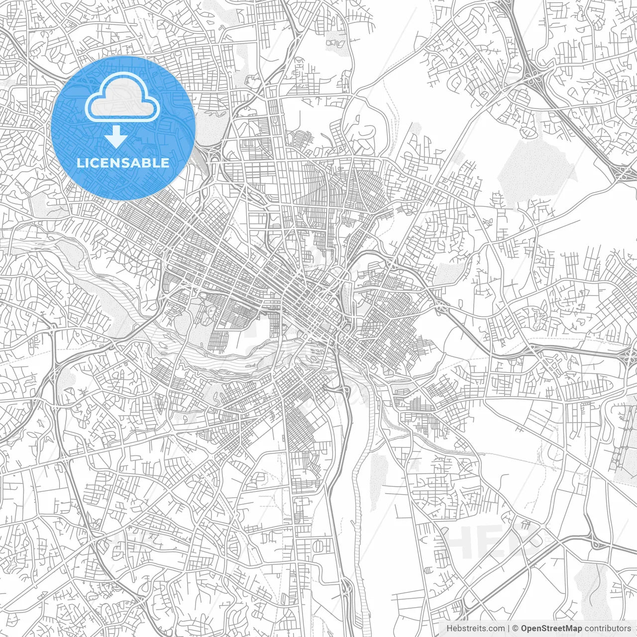 Richmond, Virginia, USA, bright outlined vector map