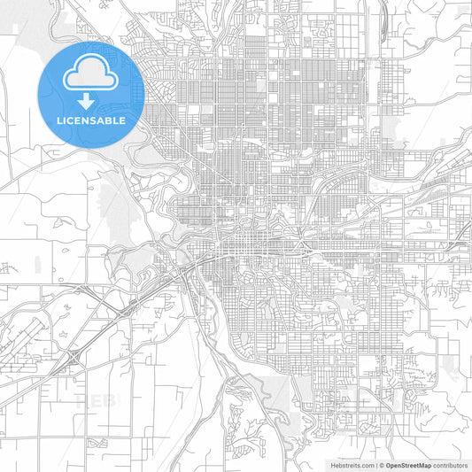 Spokane, Washington, USA, bright outlined vector map