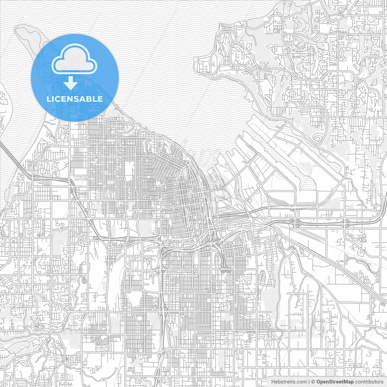 Tacoma, Washington, USA, bright outlined vector map