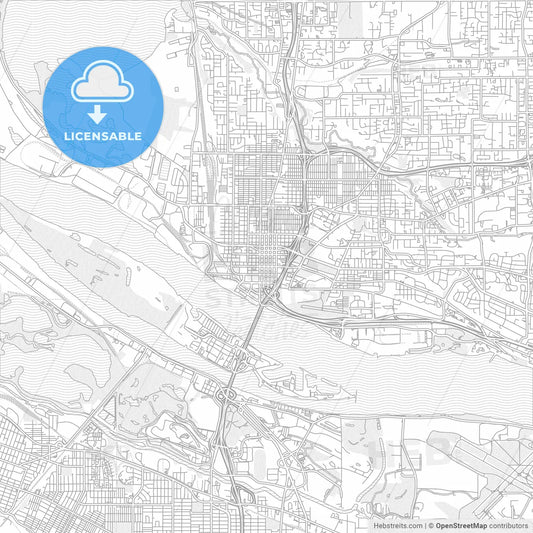 Vancouver, Washington, USA, bright outlined vector map