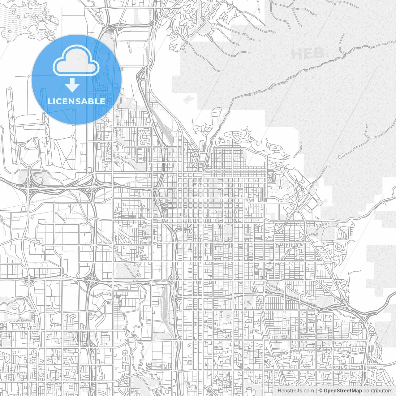 Salt Lake City, Utah, USA, bright outlined vector map
