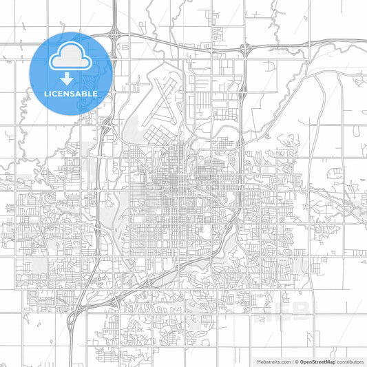 Sioux Falls, South Dakota, USA, bright outlined vector map