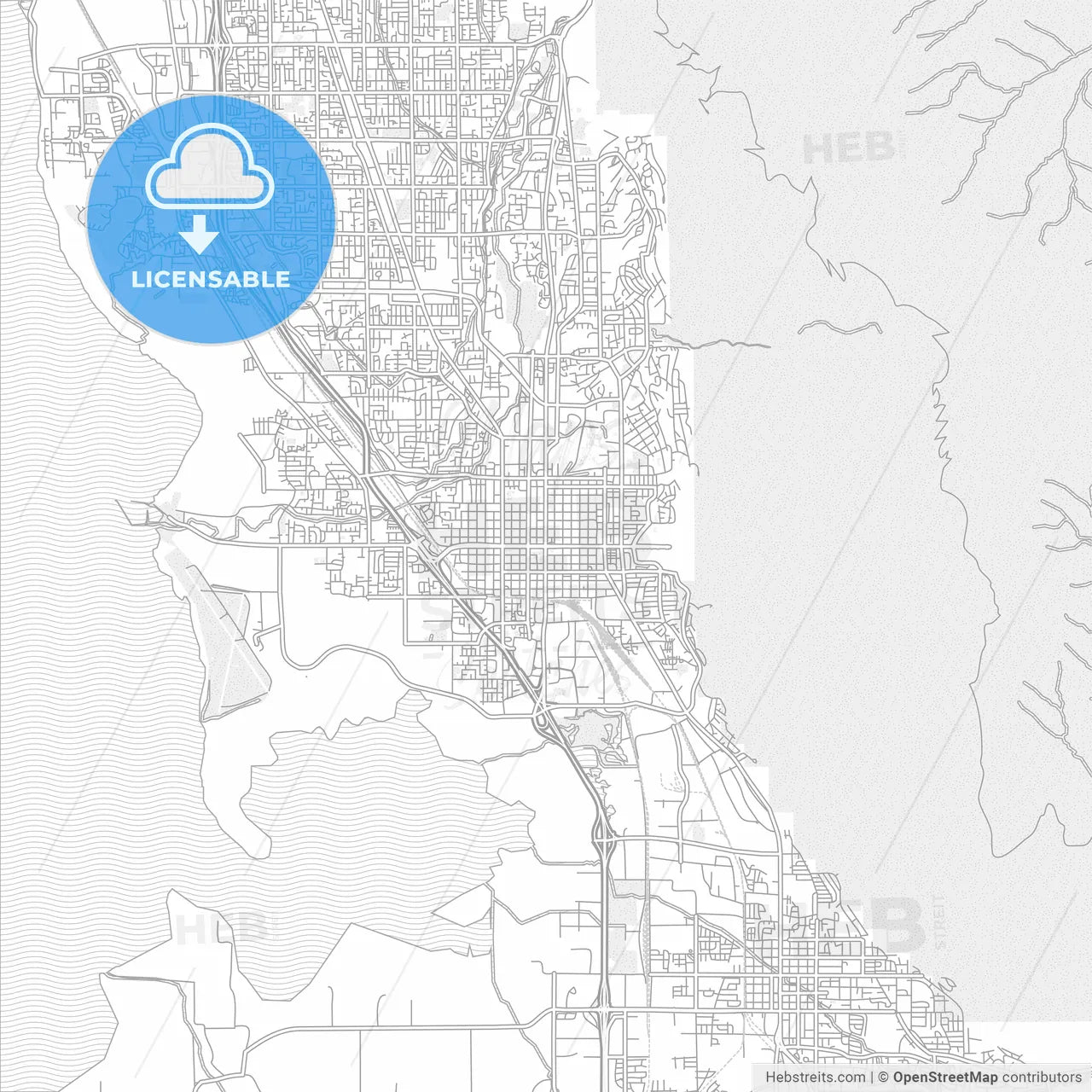 Provo, Utah, USA, bright outlined vector map