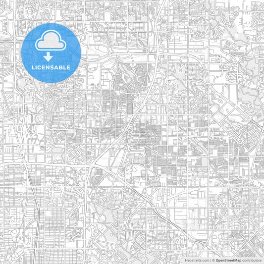 Richardson, Texas, USA, bright outlined vector map