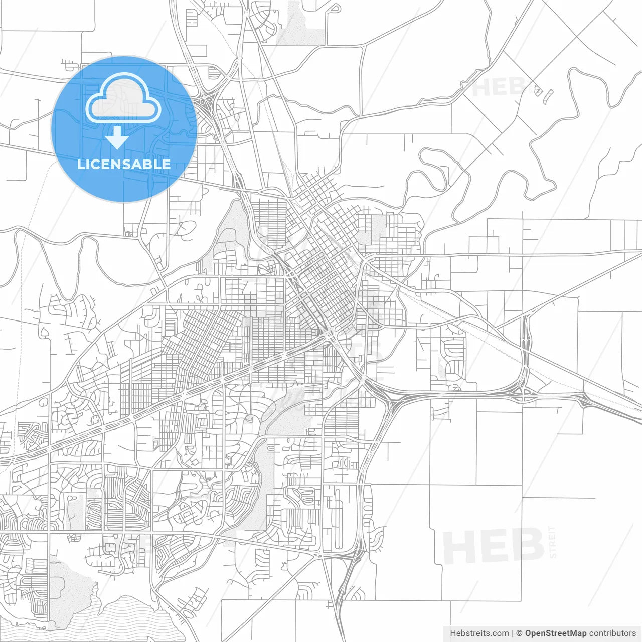 Wichita Falls, Texas, USA, bright outlined vector map
