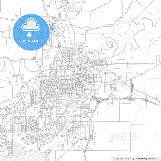 Wichita Falls, Texas, USA, bright outlined vector map