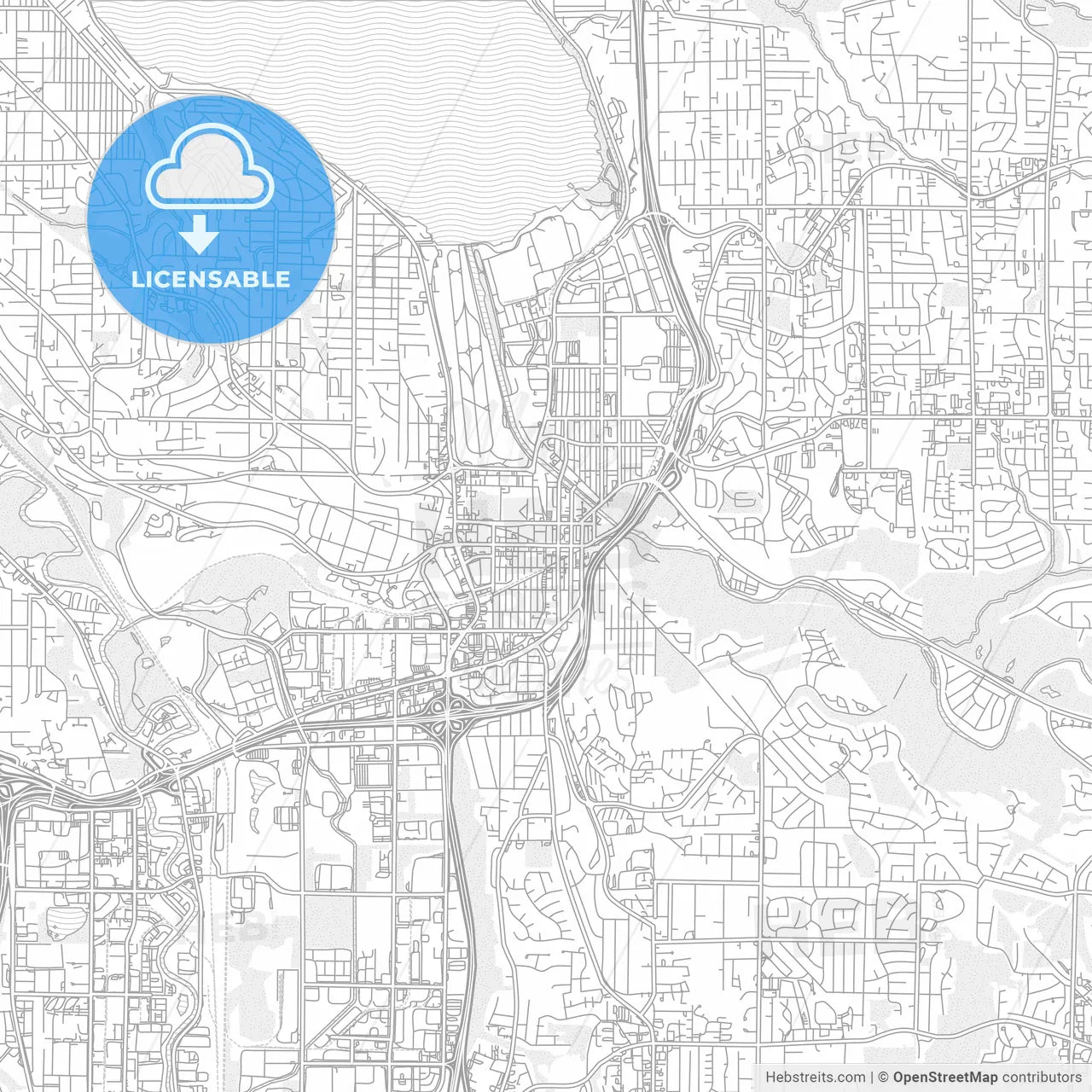 Renton, Washington, Usa, Bright Outlined Vector Map – HEBSTREITS