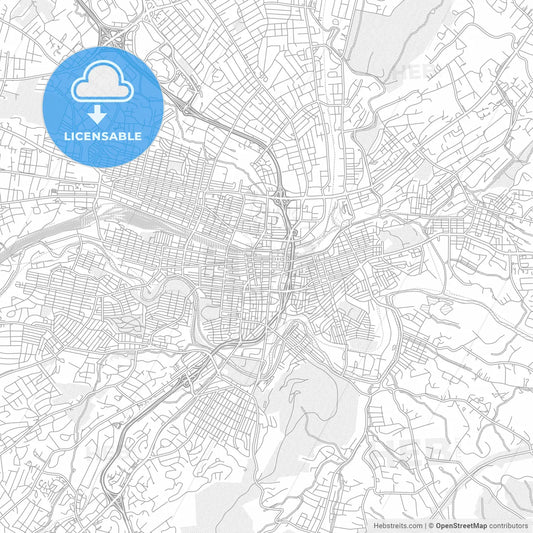 Roanoke, Virginia, USA, bright outlined vector map