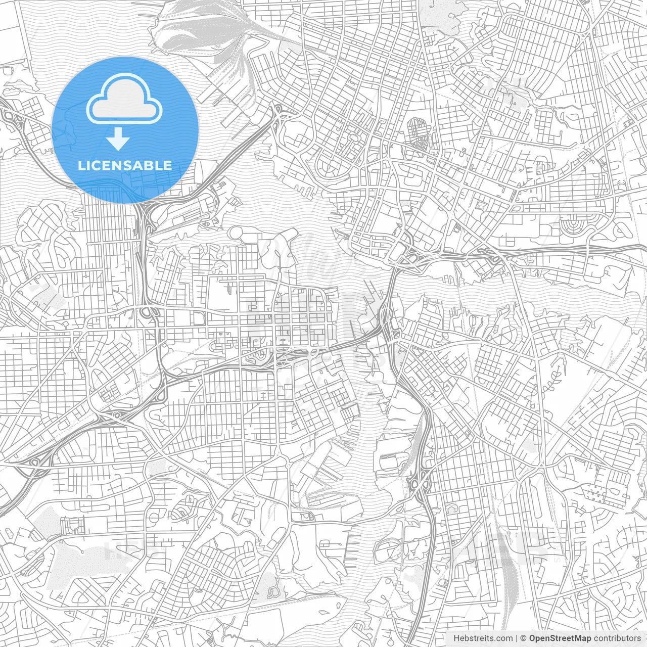 Portsmouth, Virginia, USA, bright outlined vector map