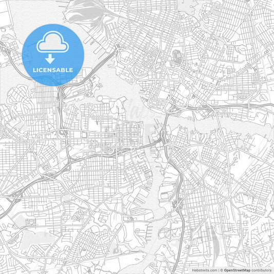 Portsmouth, Virginia, USA, bright outlined vector map