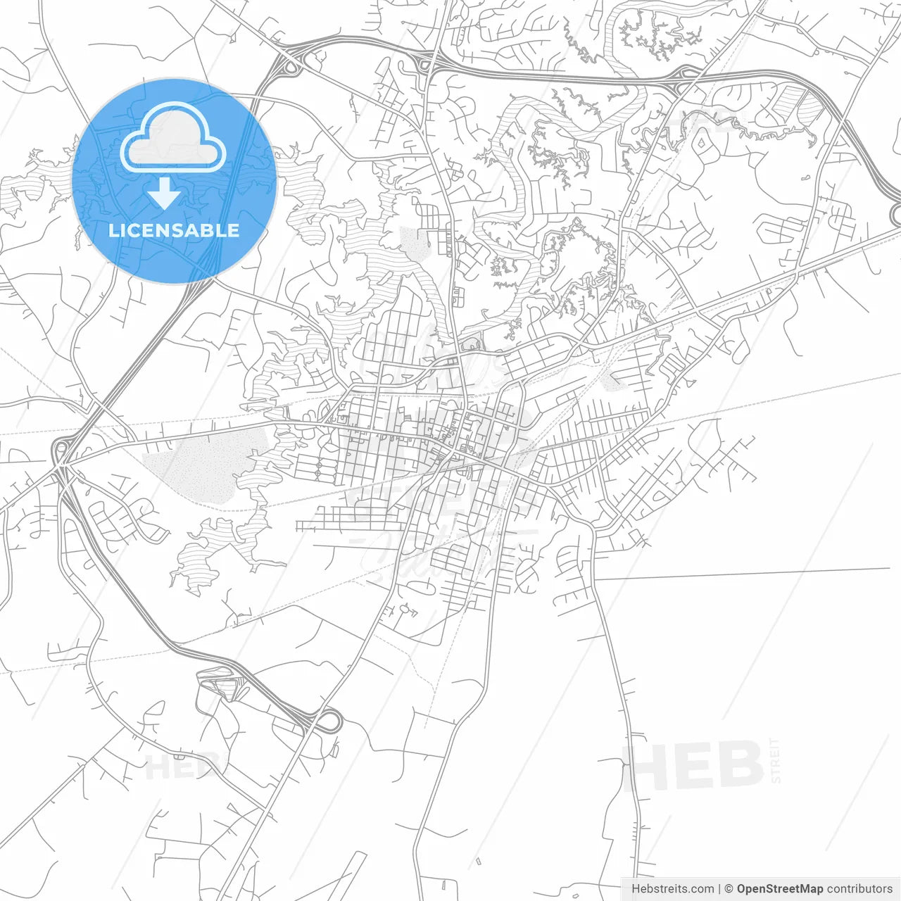 Suffolk, Virginia, USA, bright outlined vector map