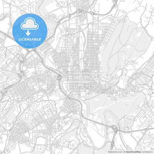 Reading, Pennsylvania, USA, bright outlined vector map