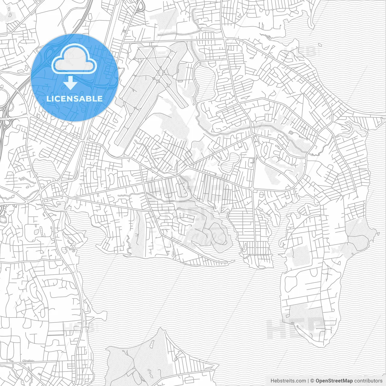 Warwick, Rhode Island, USA, bright outlined vector map