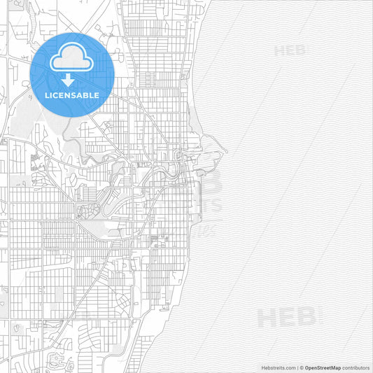Racine, Wisconsin, USA, bright outlined vector map