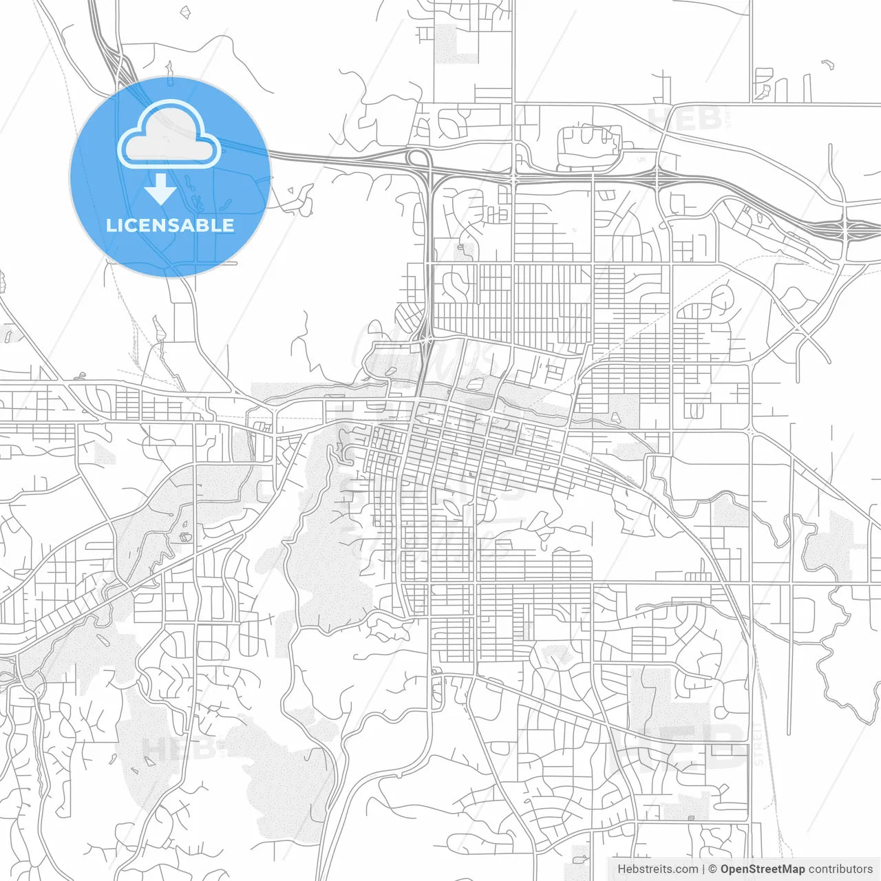 Rapid City, South Dakota, USA, bright outlined vector map