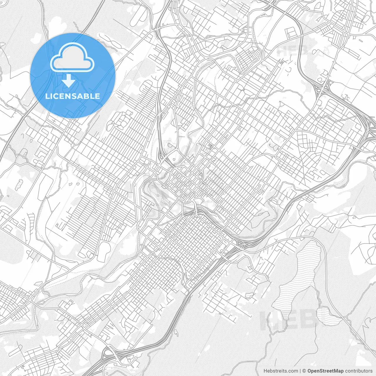 Scranton, Pennsylvania, USA, bright outlined vector map