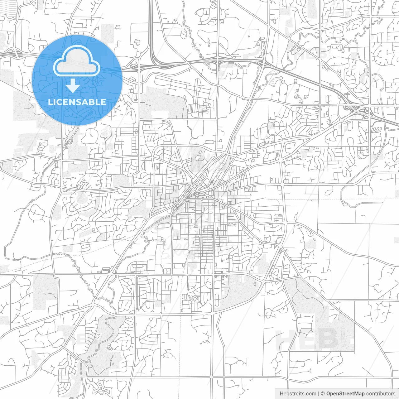 Waukesha, Wisconsin, USA, bright outlined vector map