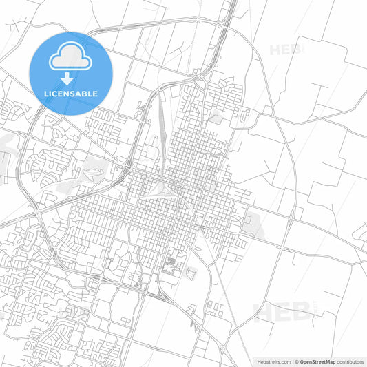 Temple, Texas, USA, bright outlined vector map