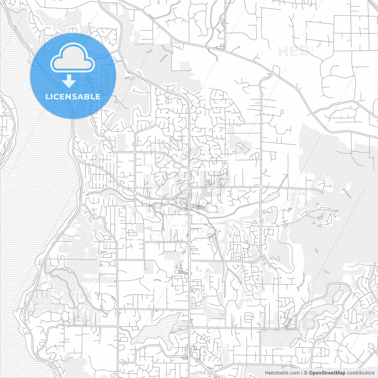 Sammamish, Washington, USA, bright outlined vector map