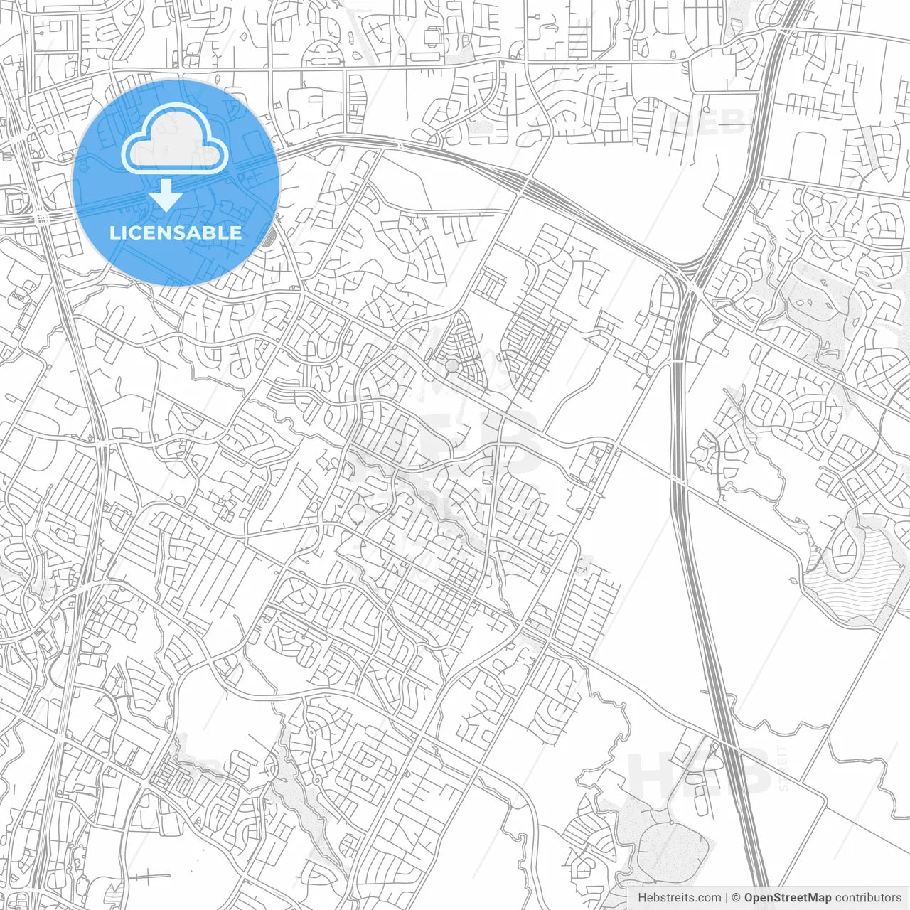 Pflugerville, Texas, USA, bright outlined vector map