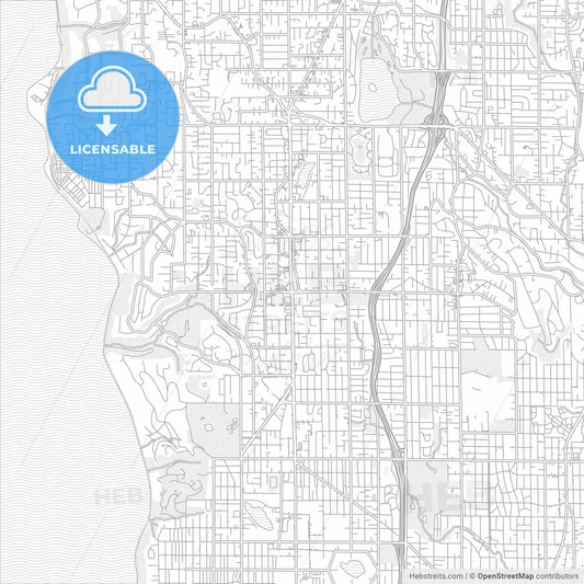 Shoreline, Washington, USA, bright outlined vector map