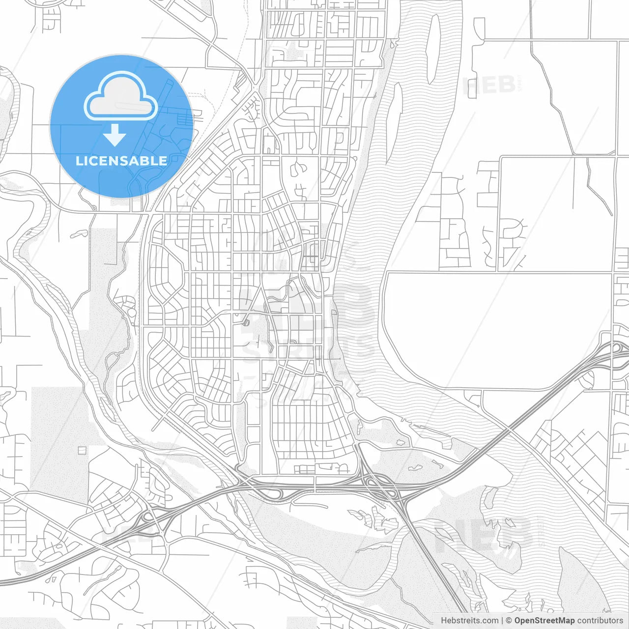 Richland, Washington, USA, bright outlined vector map