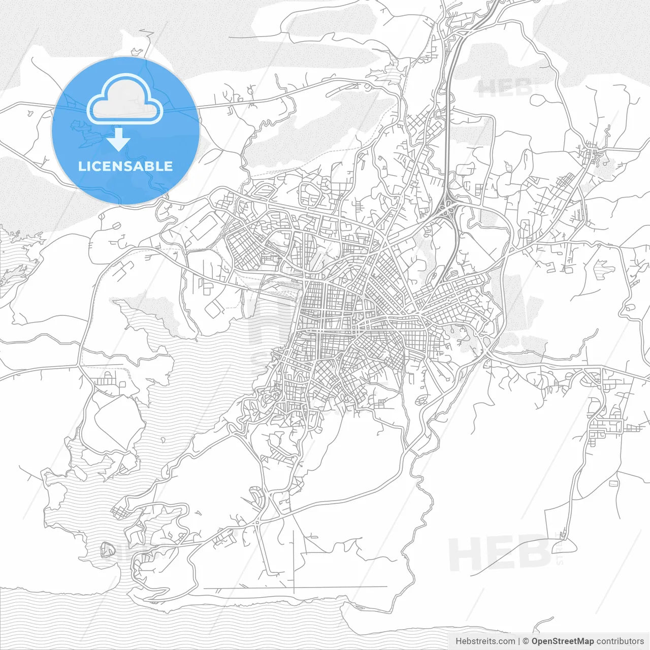 Santiago de Cuba, Santiago de Cuba, Cuba, bright outlined vector map
