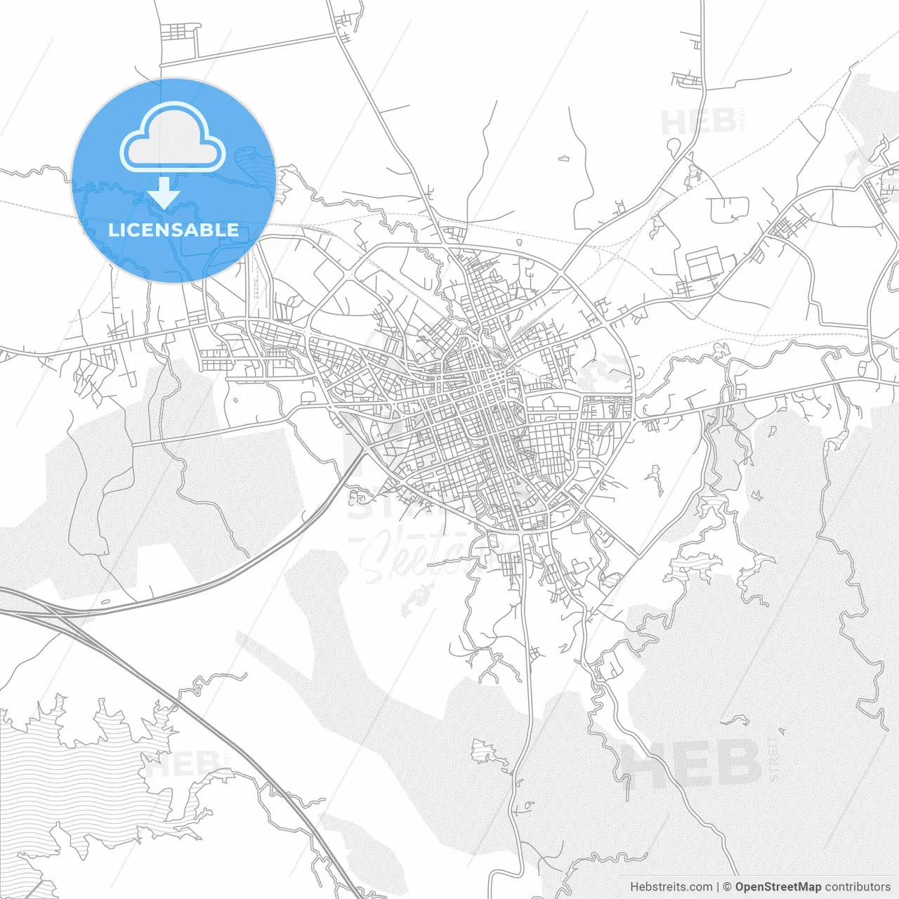 Santa Clara, Villa Clara, Cuba, bright outlined vector map