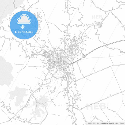 Pinar del Río, Pinar del Río, Cuba, bright outlined vector map