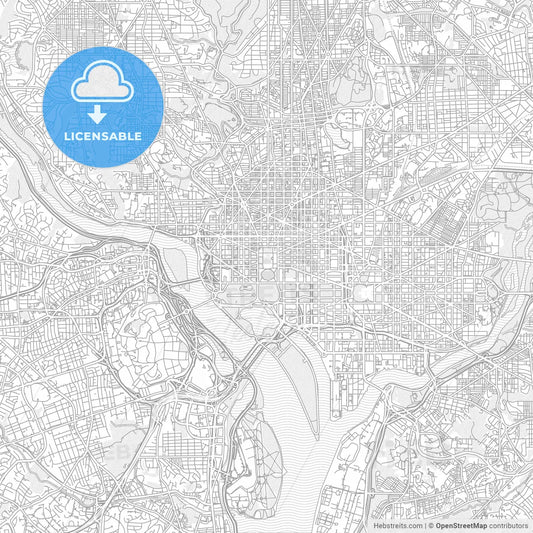 Washington, D.C., USA, bright outlined vector map