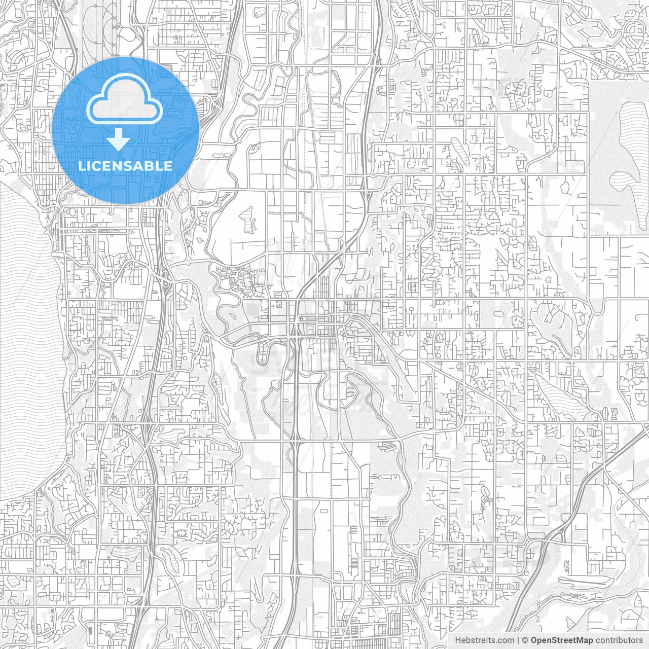 Kent, Washington, USA, bright outlined vector map