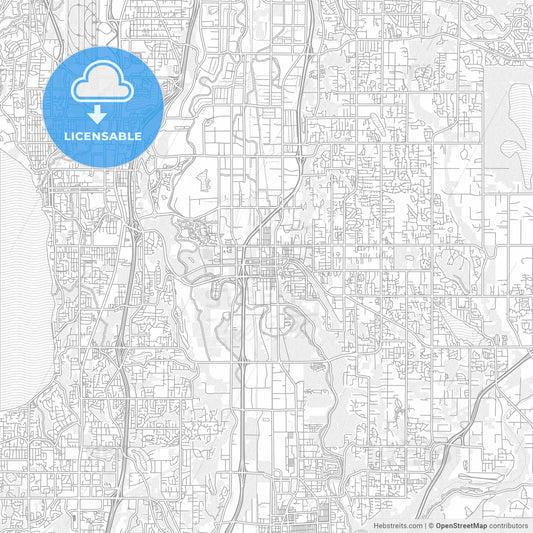Kent, Washington, USA, bright outlined vector map